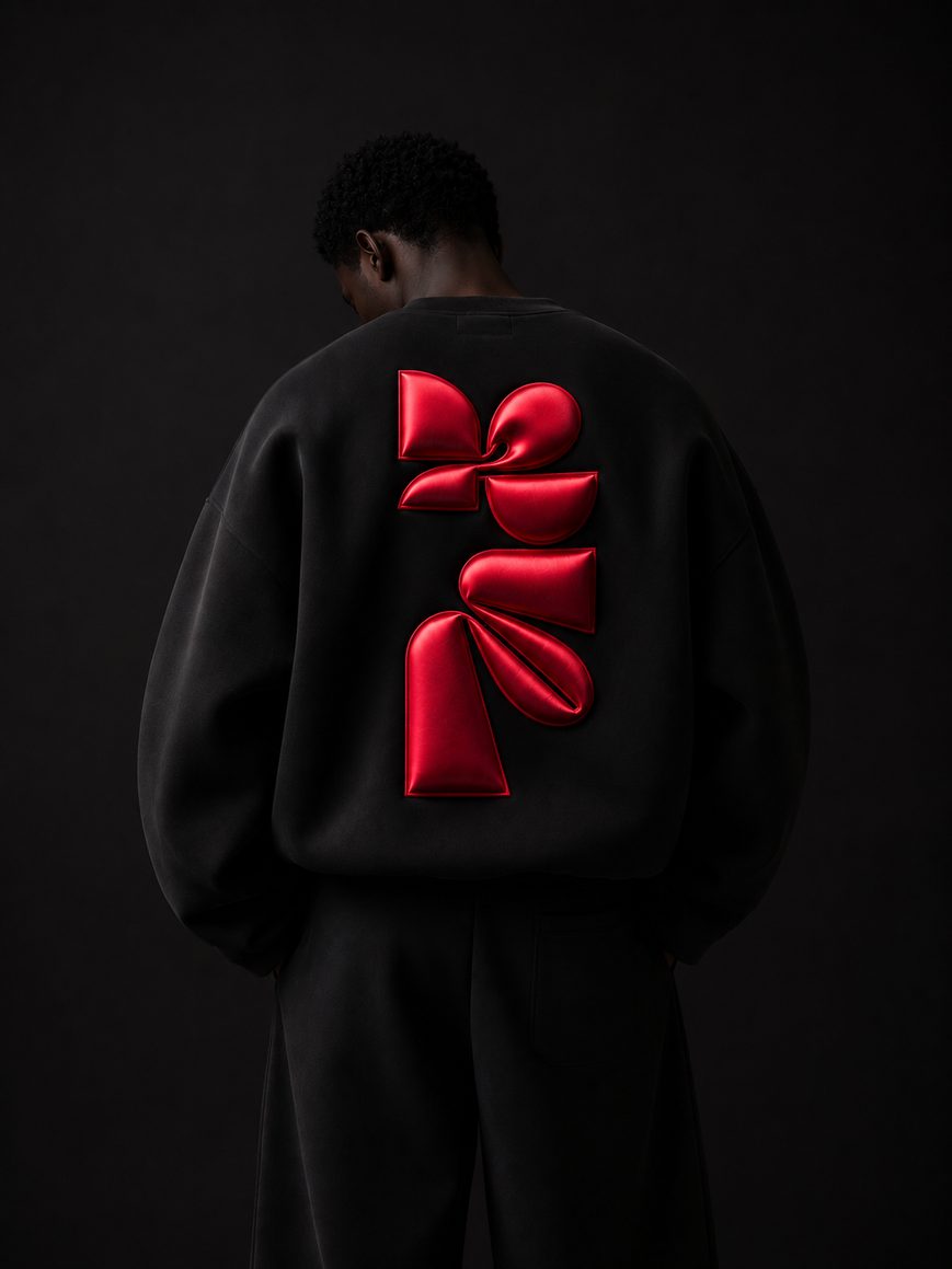 3D satin puff — red
